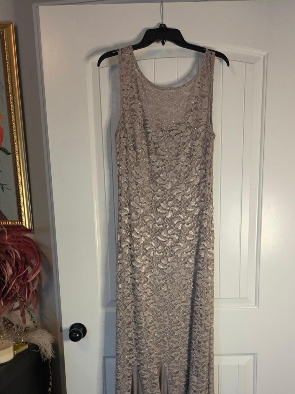 Onyx Taupe Lace Sleeveless Maxi Dress